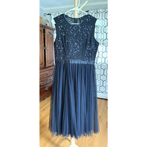 Needle & Thread Black Embellished Tulle Midi Dress – Size US 10 - Picture 2 of 12